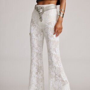 12th Tribe Maddox White Sequin Lace Pants Size M